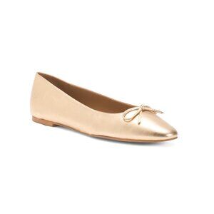 FLATTERED Gold Made In Spain Leather Bodil Bow Ballet Flats